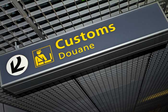Customs handling sign